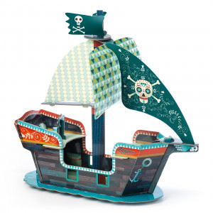 DJECO Saliekamā kartona rotaļlieta - Pirātu kuģis, DJ07709 | KIDO.LV