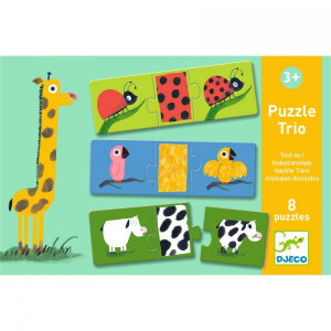 DJECO Trīdaļīga puzle – Plikie dzīvnieciņi, DJ08186 | KIDO.LV