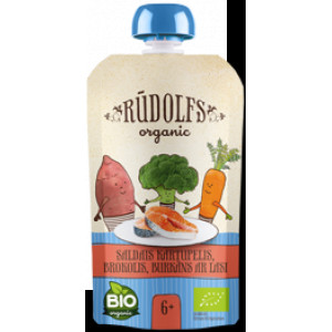 Rūdolfs BIO Saldais kartupelis, brokolis, burkāns ar lasi bērn.biez.DP 110g | KIDO.LV