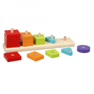 Cubika koka rotaļlieta - Formu un krāsu šķirošana | KIDO.LV