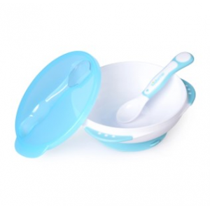 Kidsme bļoda ar piesūcekni, vāciņu un termokarotīti, Aquamarine, no 9 mēn., 9832AQ | KIDO.LV