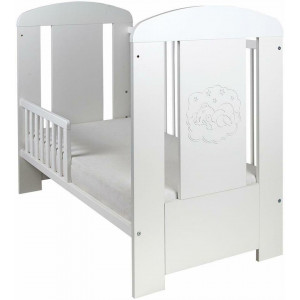 Drewex bērnu gultiņa COMFORT - 2 in 1, BEAR, white | KIDO.LV