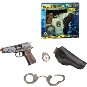 GONHER Policista komplekts ar pistoli rotaļu imitācija - metāla | KIDO.LV