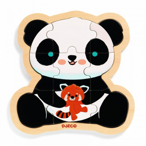 DJECO Izglītojoša koka puzle – Panda (9 gab), DJ01821 