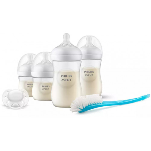 Philips Avent Natural Response barošanas pudelīšu komplekts jaundzimušam, 2x 125 ml , 2x 260 ml pudelītes, pudeļu birste, 0-6m  māneklītis Ultra Soft 