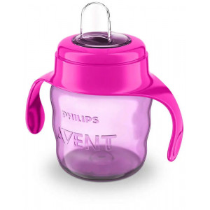Philips Avent Easy Sip mācību krūzīte ar rokturiem, 6M+, 200ml, silikona snīpis, rozā, SCF551/03 | KIDO.LV