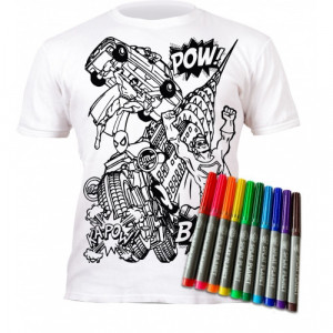 SPLAT PLANET Izkrāsojams T-krekls ar nomazgājamiem flomasteriem, SUPER HERO | KIDO.LV