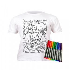 SPLAT PLANET Izkrāsojams T-krekls ar nomazgājamiem flomasteriem, CATS | KIDO.LV