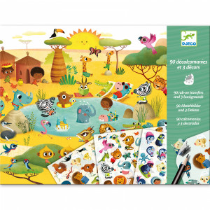 DJECO Nokasāmās uzlīmju bildītes - Savanna, tuksnesis un Ziemeļpols, DJ09560 | KIDO.LV