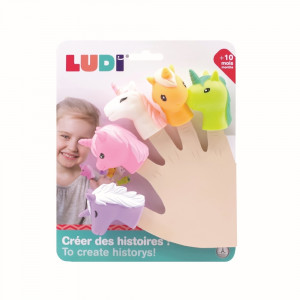 LUDI Attīstošā rotaļlieta mazuļiem - pirkstu lelles, Unicorns | KIDO.LV