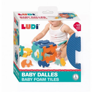 LUDI Mini grīdas putu puzle Mazie dzīvnieki, 10 gab., Zaļa/Oranža/Zila, 300092 | KIDO.LV