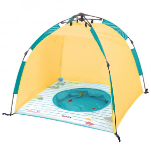 LUDI Pludmales telts bērniem ar nodalījumu ūdenim, dzeltena, 90x105x105cm | KIDO.LV