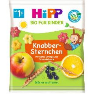 HIPP Zvaigznītes ar ābolu,apelsīnu un jāņogu garšu, 1+ gadi, 30g | KIDO.LV