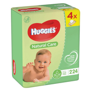 HUGGIES Mitrās salvetes mazuļiem ar alveju Natural Care 4x56gb | KIDO.LV