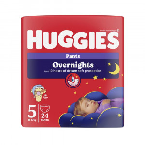 HUGGIES nakts biksītes OVERNIGHT 5.izm., 12-17kg, 24gb | KIDO.LV