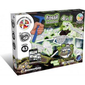 Science4you - Izrakumi - 4 vienā - Dinozauri (spīd tumsā) - zinātniskais komplekts | KIDO.LV