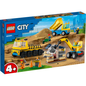 LEGO CITY Celtniecības tehnika un celtnis ar graušanas bumbu 60391 | KIDO.LV