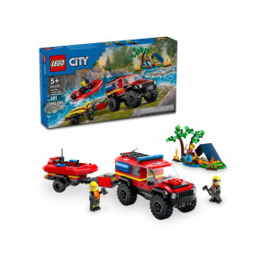 LEGO CITY  4x4 Ugunsdzēsēju auto ar glābšanas laivu 60412 | KIDO.LV