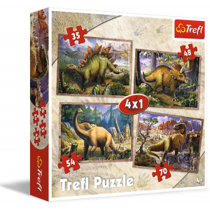 Trefl puzle 4 in 1 Dinozauri, komplektā 4 puzles | KIDO.LV