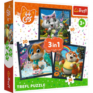 Trefl puzle 3 in 1, 44 Cats, komplektā 3 puzles | KIDO.LV