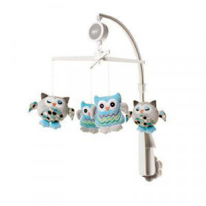4 BABY Nomierinošs muzikālais karuselis gultiņai OWLS, blue | KIDO.LV