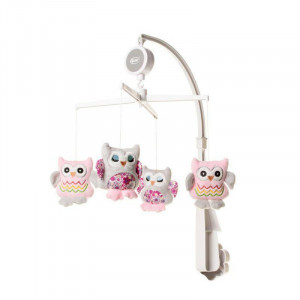 4 BABY Nomierinošs muzikālais karuselis gultiņai OWLS, pink | KIDO.LV
