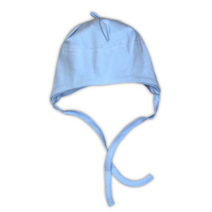 NICOLA Dubulta kokvilnas zīdaiņu cepurīte sasienama, 48, zila | KIDO.LV