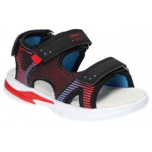 American Club melnas/sarkanas zēnu sandales ar LED gaismiņām | KIDO.LV