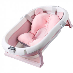 Primabobo salokāma bērnu vanna ar termometru un mīkstu paliktnīti Premium, Pink | KIDO.LV