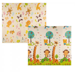 TO-MA Mīksts divpusējs salokāms putu paklājs bērniem, Numbers&Giraffe, 200 x180 cm | KIDO.LV