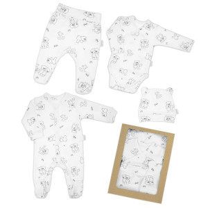 NICOLA Pirmais komplekts mazuļiem "Lācēni"- 4 daļas, dabīgi balts | KIDO.LV