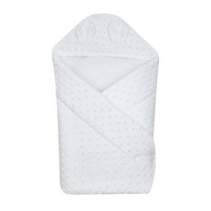 DUETBABY zīdaiņu ietinamā sedziņa ar kapuci - MINKY, balta | KIDO.LV