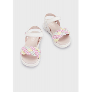MAYORAL Baltas meiteņu sandales ar pīnes dizainu | KIDO.LV