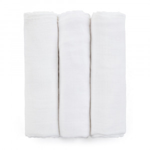 PETITE&MARS Bambusa muslīna autiņi MOUSSY 3gb, 68x68cm, Total White | KIDO.LV