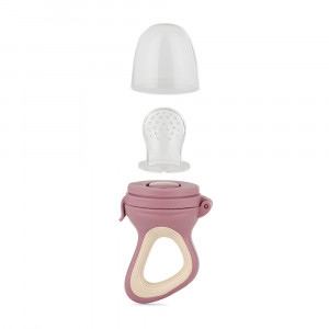 PETITE&MARS Pārtikas un augļu barošanas sietiņš silikona feeder Fruzi, Rose / Sand  | KIDO.LV
