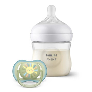 Philips Avent Natural Response dāvanu komplekts - barošanas pudelīte 125 ml, jaundzimušā knupītis, 0m+ un māneklītis Ultra Air 0-6mēn. | KIDO.LV