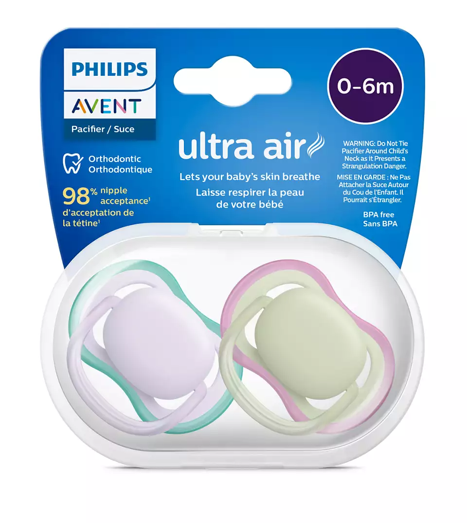 Jaunums! Philips Avent Ultra Air Neutral knupītis, 0-6 mēn., meitenēm (2 gab), SCF085/24 