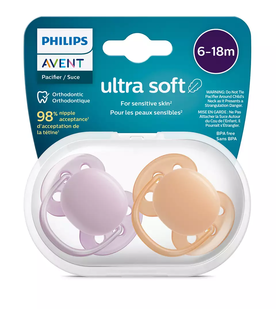 Philips Avent māneklītis Ultra soft , 6-18M (2 gab), oranžs/lillā, SCF091/333 