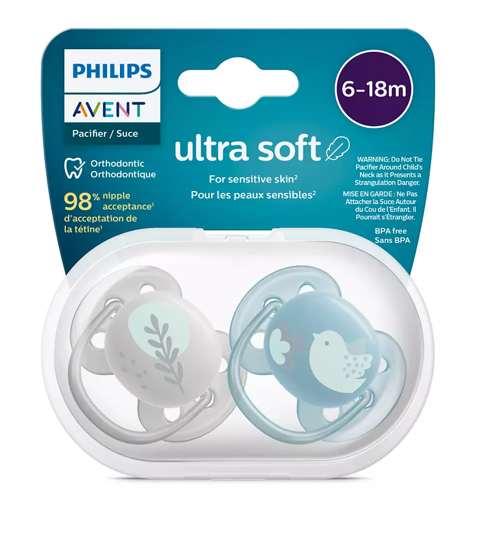 Philips Avent māneklītis Ultra soft DECO, 6-18M (2 gab), pelēks/zils, SCF091/15 