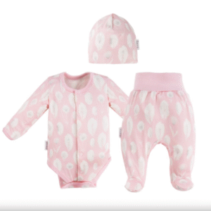 EEVI 3 daļīgs bambusa komplekts  mazuļiem BAMBOO, pink - Image 1